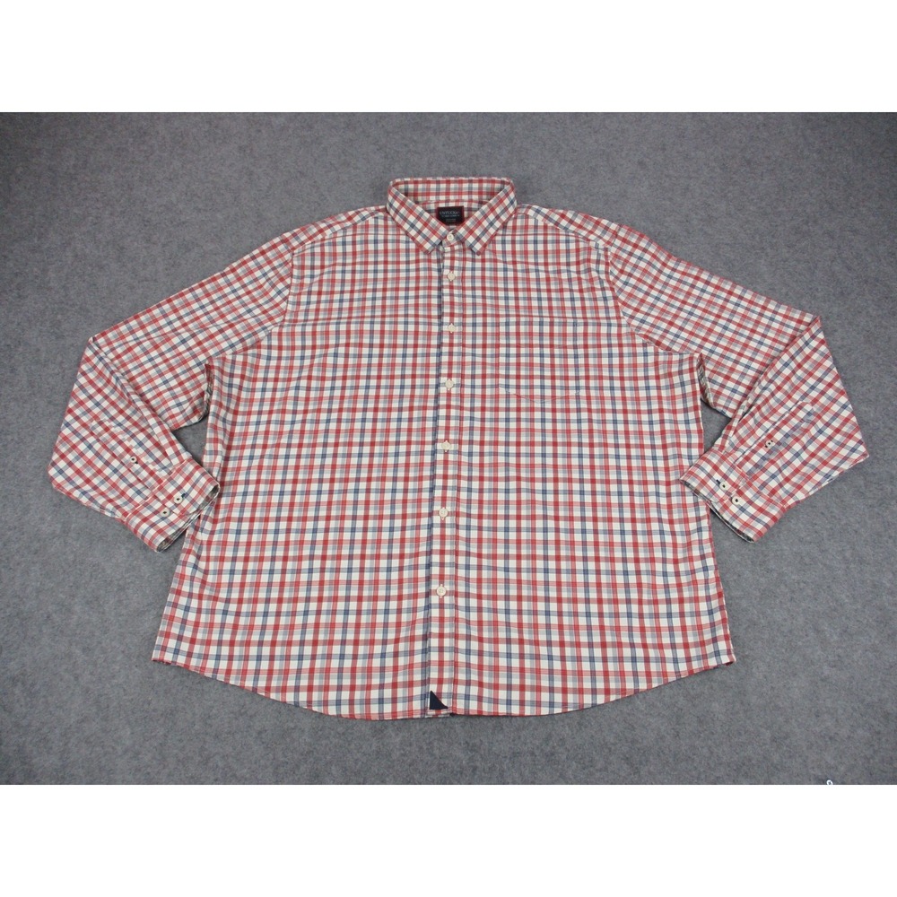 UNTUCKit Shirt Mens 3XL Red Blue Plaid Button Up Long Sleeve Pocket Stretch